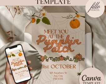 Pumpkin Patch Halloween Party Invitation: Editable Mobile Template