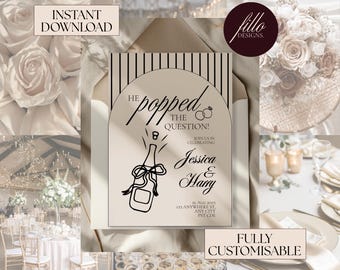 Verlobungsfeier-Einladung Handgeschriebene Hochzeit Canva Vorlage Einladungen Anpassbar Personalisiert Stationär