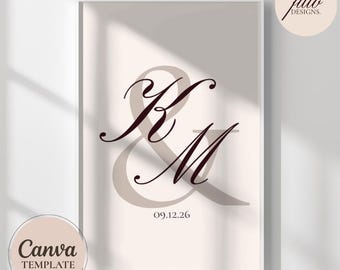 Personalisierte Initialen Hochzeitsdruck (Digitaler Download)