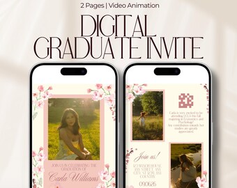 Wildblumen Abschlussfeier Digitale Einladung: Blumenbutter Gelb, Skurril, bearbeitbare Vorlage (digitaler Download)