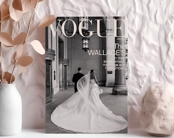 Vogue-inspiriertes Hochzeitsfoto-Magazin-Cover (Canva Editable, Custom)