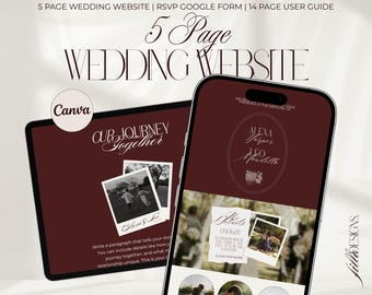 Burgundy Wedding Website: RSVP Form, Old Money Digital Invitation, Instant Download