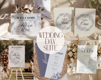 Chinoiserie Floral Wedding Sign Set: Willkommensschild, Tischnummern (Digitaler Download)