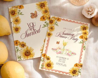 Einladung zum Abendessen: Orange Sonnenblume Floral Vorlage (13x18, Canva)