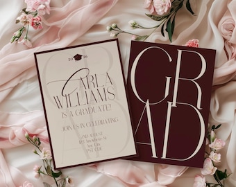 Einladung zur College Highschool Abschlussfeier (Canva, bearbeitbare Vorlage)