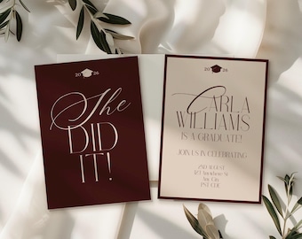 Sie hat es geschafft: Einladung zur Abschlussfeier des alten Geldes (Canva, bearbeitbare Vorlage)