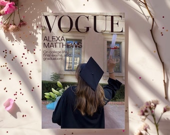 Vogue-inspirierter Abschlussdruck: Titelblatt Familienfotografie Druckandenken (Canva Editable, Custom)