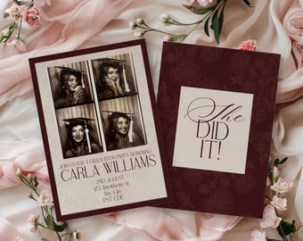 Sie hat es geschafft: Einladung zur Abschlussfeier des alten Geldes (Canva, bearbeitbare Vorlage)