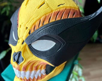 Casco impreso en 3D de Wolverine con calavera/Máscara de cosplay de Marvel personalizada con montaje magnético/Disfraz de Halloween único y accesorio coleccionable