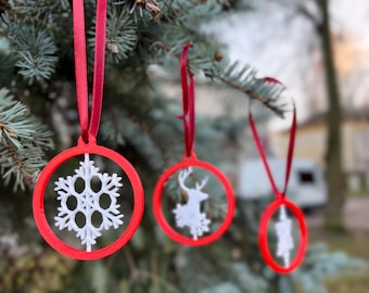 Juego de adornos navideños ecológicos de PLA para decoración navideña, adornos únicos para árboles, regalo impreso en 3D