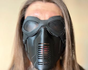 Winter Soldier-mask och skyddsglasögon-set | Marvel Cosplay-rekvisita | Bucky Barnes-kostymtillbehör | 3D-utskriven replika | Halloween Comic Con