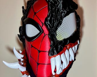 Máscara de Spider-Man Venomizada, impresa en 3D, pintada a mano, réplica detallada de Venom, accesorio de cosplay