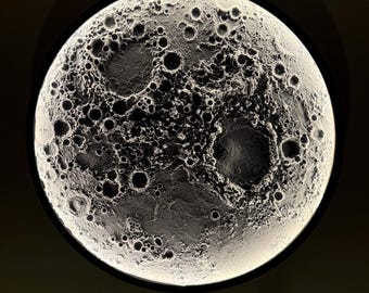 Lámpara de pared con luna impresa en 3D - Arte lunar de superficie muy detallado - Luz nocturna pintada a mano con retroiluminación LED - Decoración espacial para colgar en la pared
