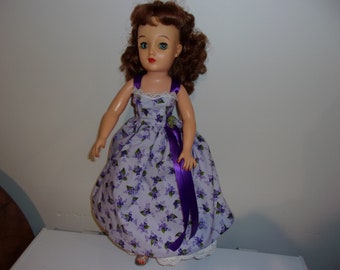 cotton summer dress fits 18 inch Miss Revlon.   My design and pattern