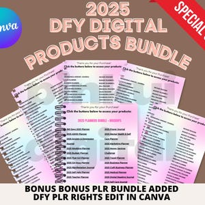 2025 Done For You PLR MRR Digital Products Bundle, Canva Templates, Trackers, Journals, Passive Income, Master Resell Rights, Digital Bundle