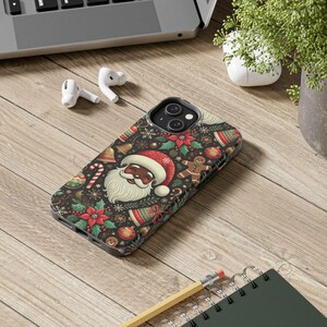 Christmas Phone Cases, Black Santa Phone Case, Joyful Holiday Decor, Festive Cell Phone Covers, Santa Claus Gift Ideas, Protective Phone image 6