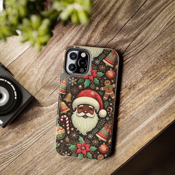 Christmas Phone Cases, Black Santa Phone Case, Joyful Holiday Decor, Festive Cell Phone Covers, Santa Claus Gift Ideas, Protective Phone
