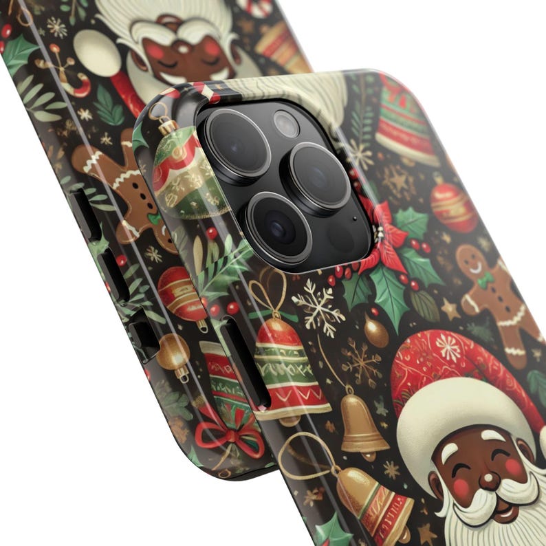 Christmas Phone Cases, Black Santa Phone Case, Joyful Holiday Decor, Festive Cell Phone Covers, Santa Claus Gift Ideas, Protective Phone image 5