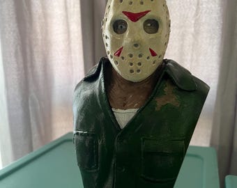 Hand-Painted Jason Voorhees Bust – Friday the 13th Horror Collectible, Slasher Movie Prop Replica