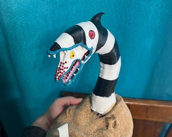 Hand-Painted Beetlejuice Sandworm Figure - Horror Decor & Collectible | Tim Burton Inspired