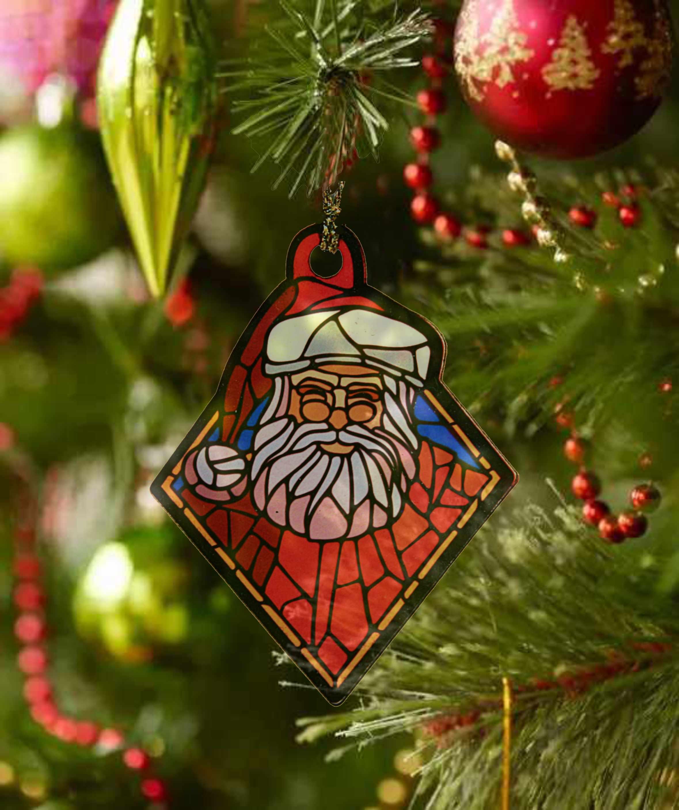 クリスマスツリーやホリデーデコレーション用のステンドグラス風