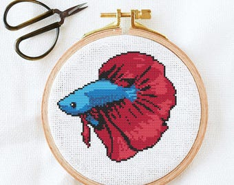 Betta Fish Cross Stitch Pattern: DIY Home Decor (PDF Pattern)