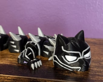 Black Panther–Inspired Articulated Dragon / Sleek Poseable Dragon / 3D Printed Fantasy Figure