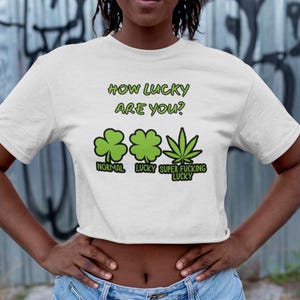 Lucky Charm Cropped T-Shirt, St. Patrick&#39;s Day tee, Women&#39;s casual top, Festival wear, Lucky shirt, Comfortable cropped tee, High Life