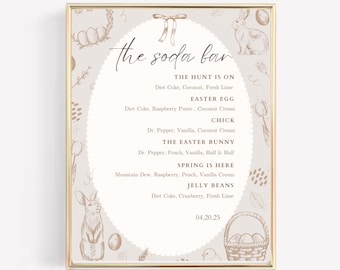 Easter Soda Bar Sign | Easter | Drink Bar | Editable Digital Template 4x6, 5x7, 8x10