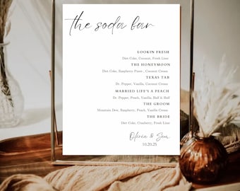 Simplistic Soda Bar Wedding Sign | Wedding Decor | Drink Bar | Editable Digital Template 4x6, 5x7, 8x10