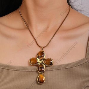 Natural Tiger Eye Pendant Gold Plated Necklace, Healing Gemstone Necklace, Spiritual Protection Charm Pendant Jewelry Gift For Him