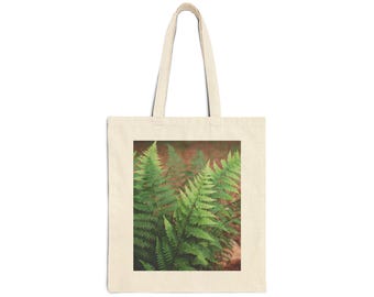Fern Reverie - Cotton Canvas Tote Bag, Eco-Friendly Shopper, Reusable Grocery Bag, Gift for Plant Lovers, Nature Enthusiast
