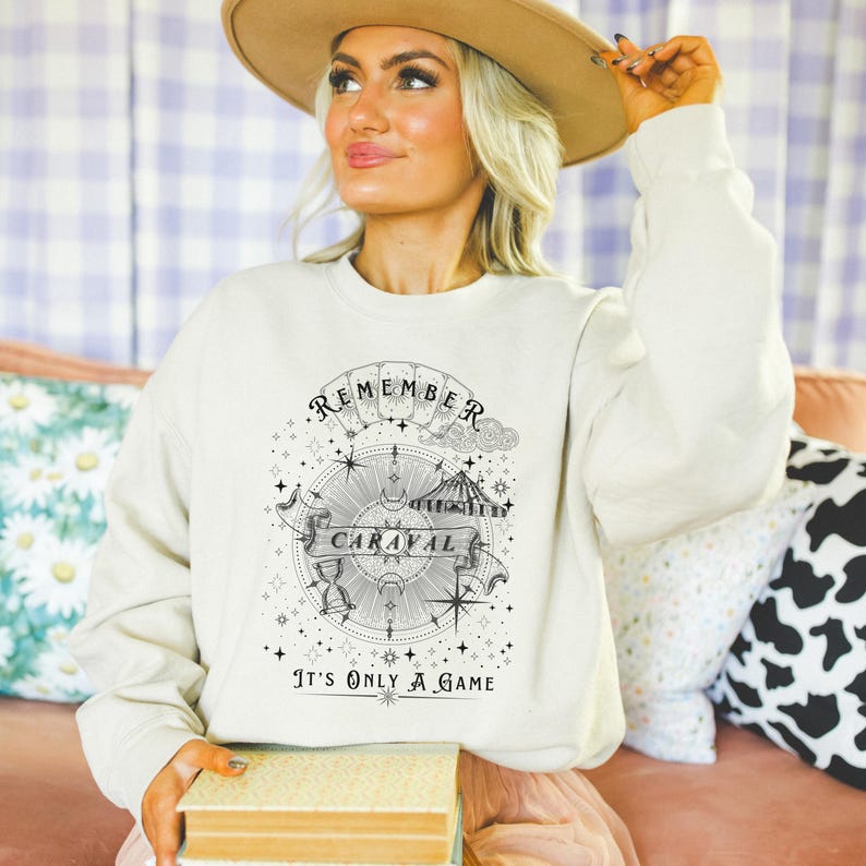 Vintage Caraval Fantasy Book Series Sweatshirt - Bookish Merch for Booktok - Remember It's Only a Game | Mothers Day Booktok Lover Gift Box image 7