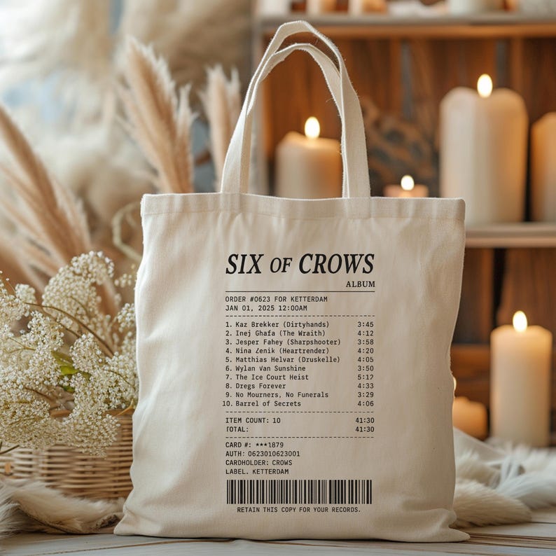FEELMEM Borsa In Tela Six Crows - Kaz Brekker - Grishaverse - Libro Merch - Tote Bag Regalo Per Booktok