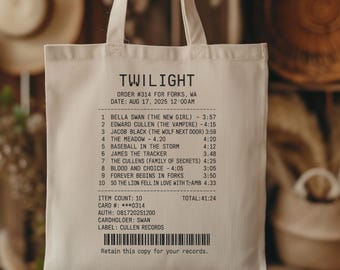 Twilight Saga Vintage Tote Bag: Mothers Day Bookish Gifts for Vampire Dark Romantasy Lover, Booktok Spring Merch Bella Swan, Jacob & Rob