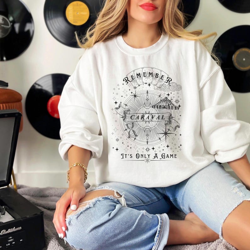 Vintage Caraval Fantasy Book Series Sweatshirt - Bookish Merch for Booktok - Remember It's Only a Game | Mothers Day Booktok Lover Gift Box image 18