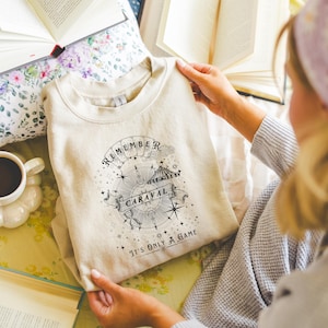 Vintage Caraval Fantasy Book Series Sweatshirt - Bookish Merch for Booktok - Remember It's Only a Game | Mothers Day Booktok Lover Gift Box image 6