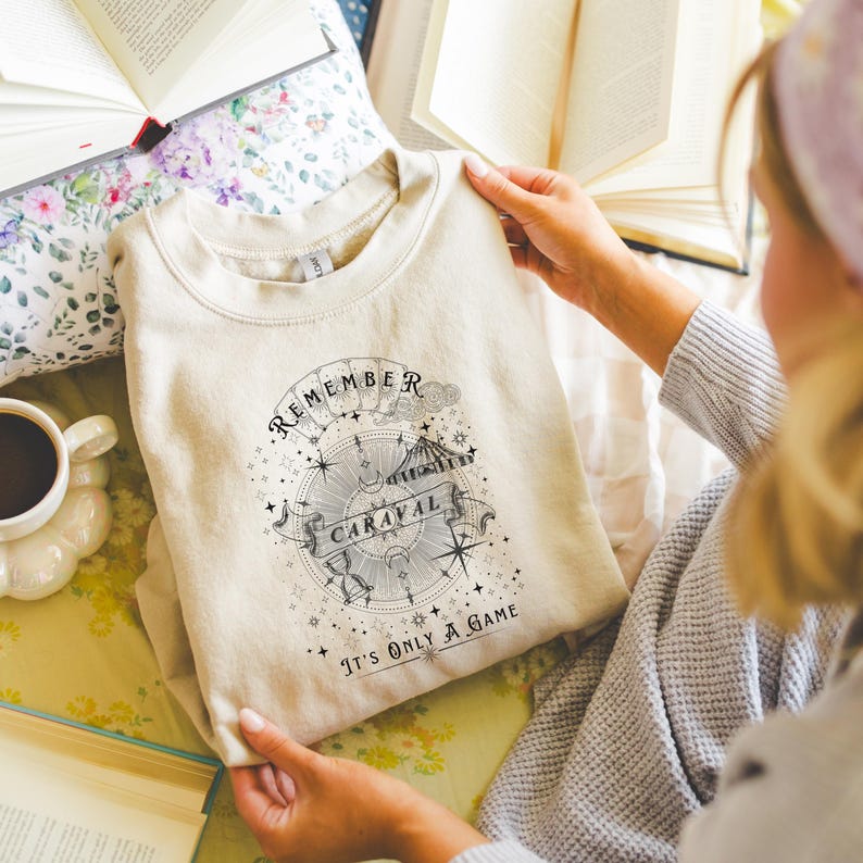 Vintage Caraval Fantasy Book Series Sweatshirt - Bookish Merch for Booktok - Remember It's Only a Game | Mothers Day Booktok Lover Gift Box image 6