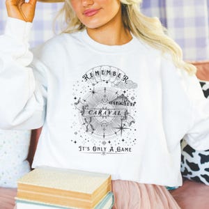 Vintage Caraval Fantasy Book Series Sweatshirt - Bookish Merch for Booktok - Remember It's Only a Game | Mothers Day Booktok Lover Gift Box image 14