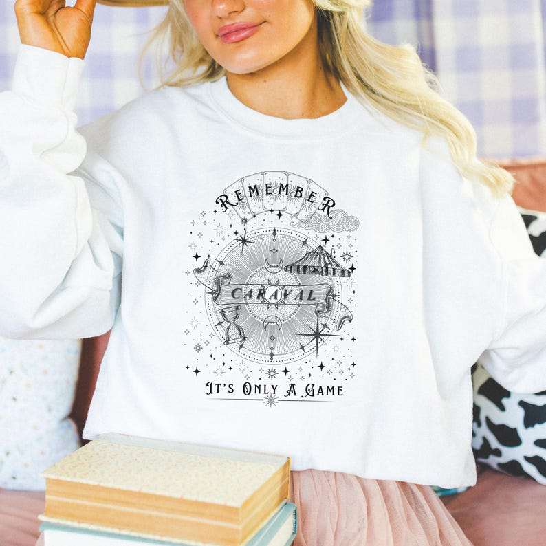 Vintage Caraval Fantasy Book Series Sweatshirt - Bookish Merch for Booktok - Remember It's Only a Game | Mothers Day Booktok Lover Gift Box image 14