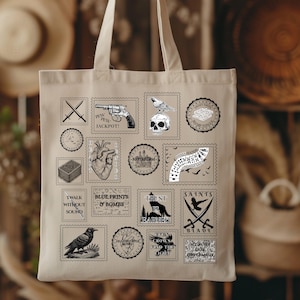 Vintage Six of Crows Grishaverse Coquette Tote Bag - Ketterdam Bookish Gift for Romantasy Fans | Kaz Brekker Book Lovers Gift Box for Fall