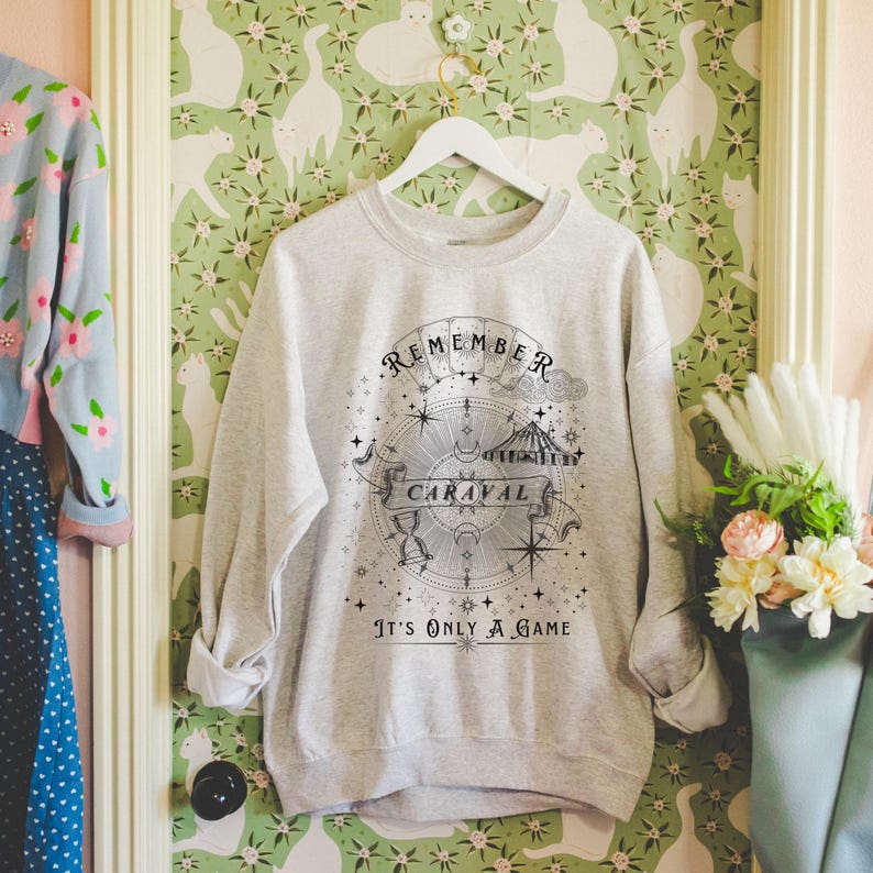 Vintage Caraval Fantasy Book Series Sweatshirt - Bookish Merch for Booktok - Remember It's Only a Game | Mothers Day Booktok Lover Gift Box image 1