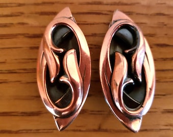 Mid-Century Copper Abstract Ear-rings, Clip-on, Vintage