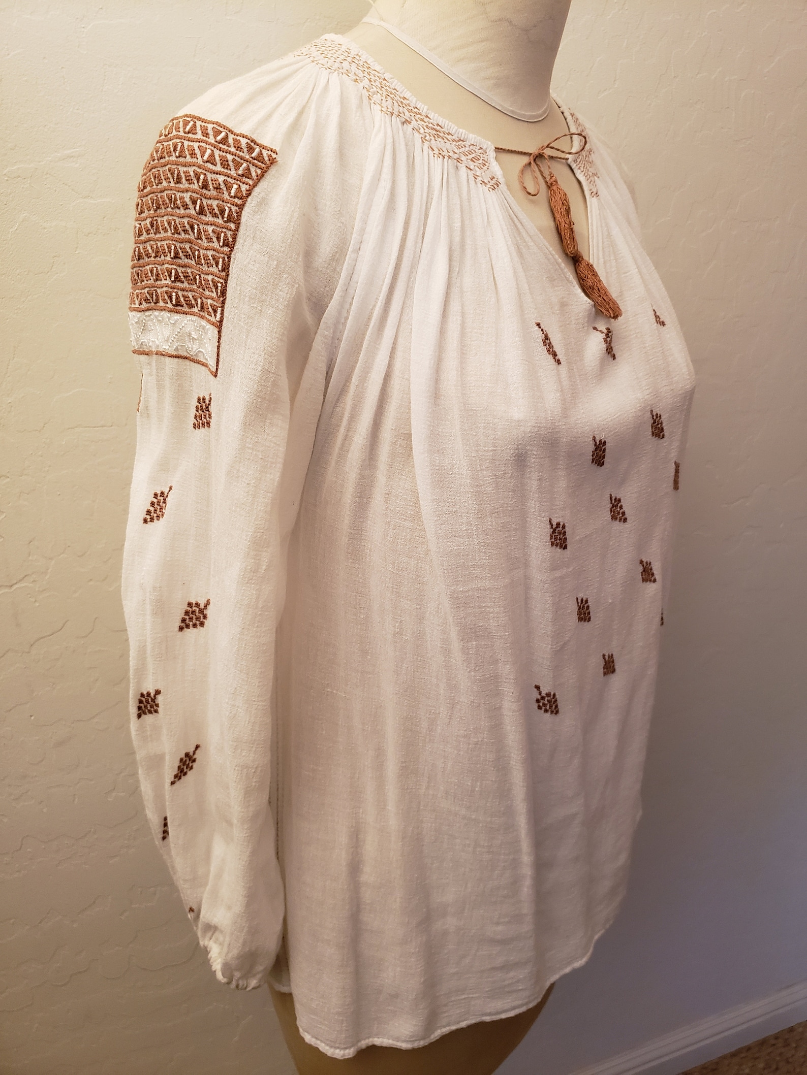 Vintage Cotton Gauze Embroidered Peasant Folk Blouse, Bavarian Etsy