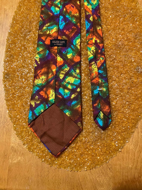 Super Wide, Hip Mod Mens Tie, Necktie, Golden Gat… - image 7