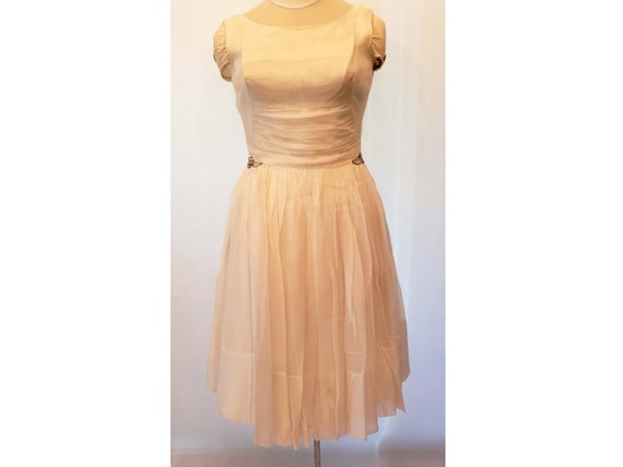 Vintage 1950s White Chiffon Party Dress - image 1