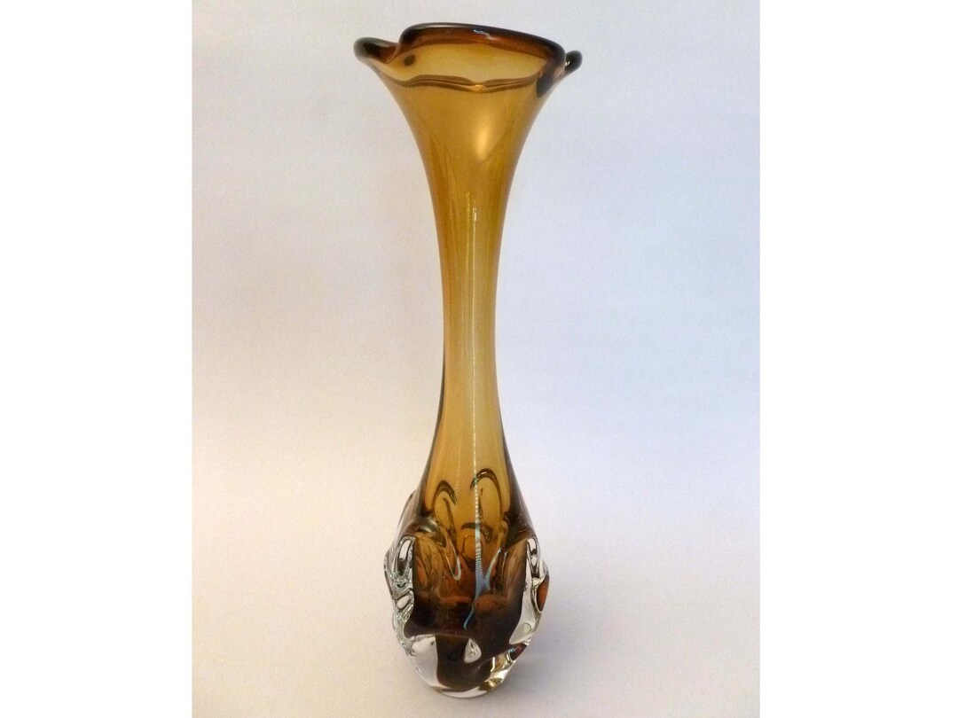 Murano Swung Glass Thumbprint Vase Etsy