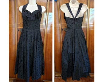 Vintage Emma Domb original 1950s Black Taffeta Party Dress
