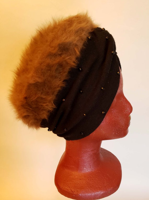 50s-60s Turban/Sultan Style Hat, Faux Fur, Joseph… - image 3