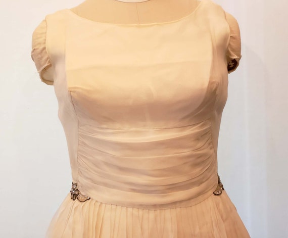 Vintage 1950s White Chiffon Party Dress - image 3